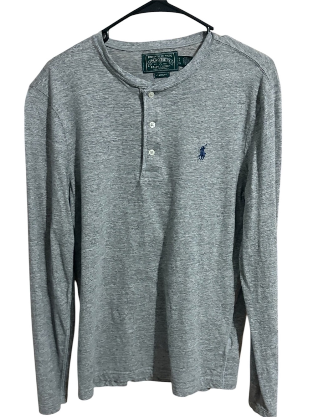 Polo by Ralph Lauren Heather Gray Long-Sleeve Henley with Navy Pony